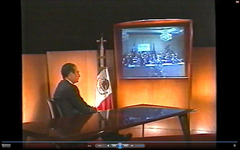 12. Juni 1995: Ernesto Zedillo, Präsident von Mexiko (1994-2000) bei der Videokonferenz mit den Club-Mitgliedern in Brüssel.